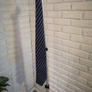 Protocol Men's Navy with Off White & Light Blue Stripe Silk Tie